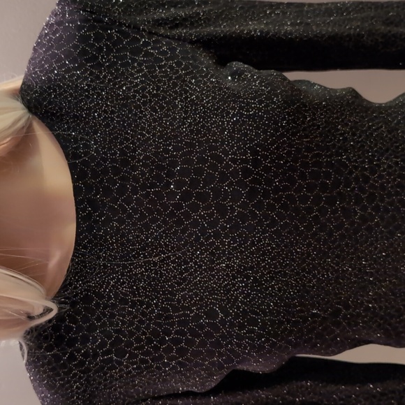 JOSEPH RIBKOFF VINTAGE Jersey Sparkle Mini Dress 6 (Petite) Black Silver LBD - Picture 1 of 13